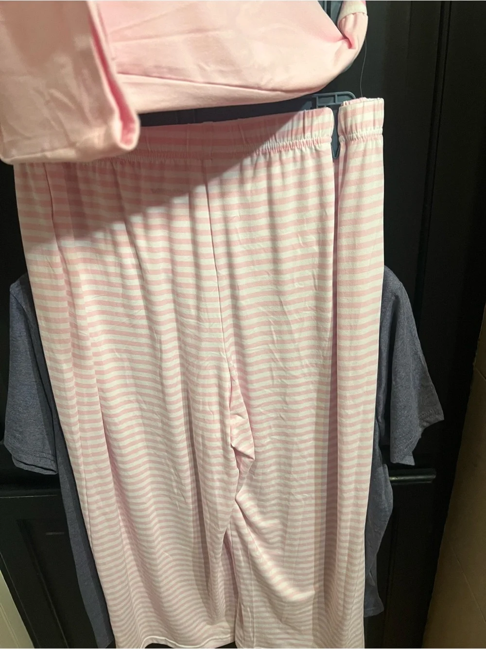 Life Is Good Women’s Navy Short Sleeve Tee with Pink Stripe 3 Piece Pajama Set